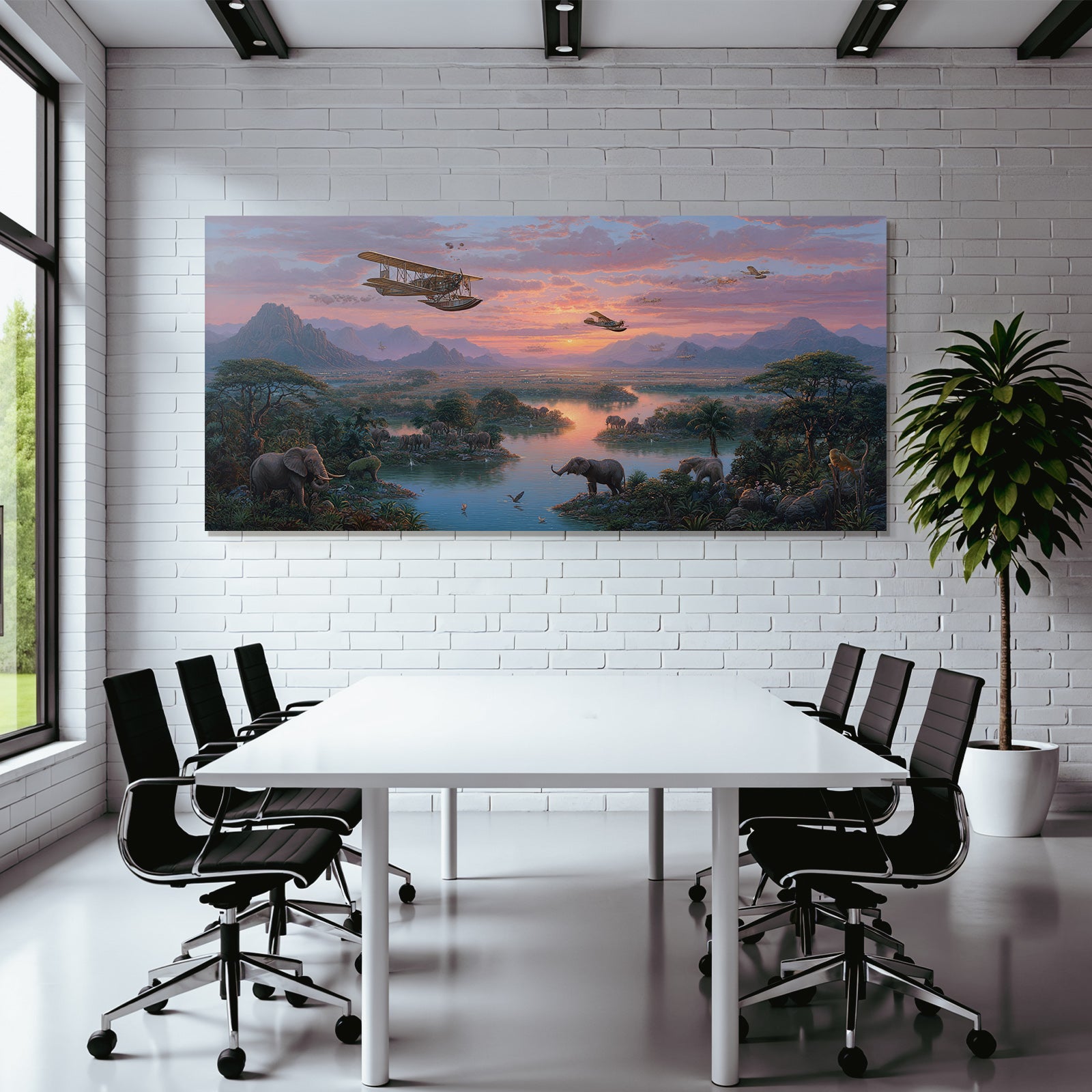 Friedliche Natur Landschaft Elephanten Sonnenuntergang | Flugzeuge | Mobilitaet und Technik