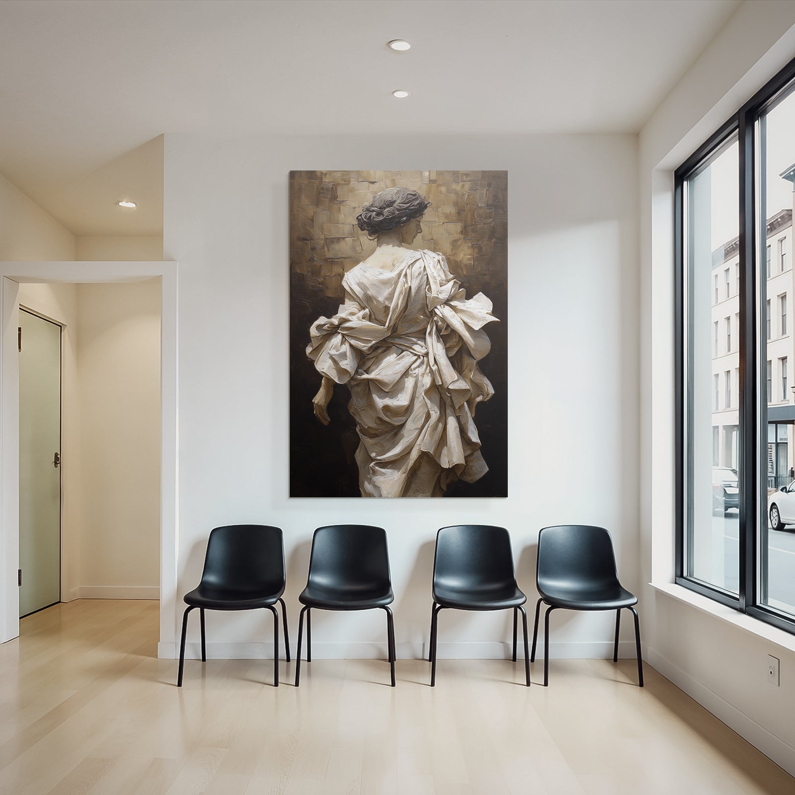 Elegante Figura Mit Gewickeltem Stoff Im Hintergrund Mit Detail Reichtum | Aktkunst und Sinnlichkeit | Menschen und Emotionen