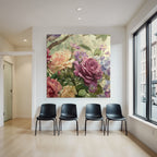 Schone Malerei Mit Rosen In Vielen Farben Und Grunem Laub