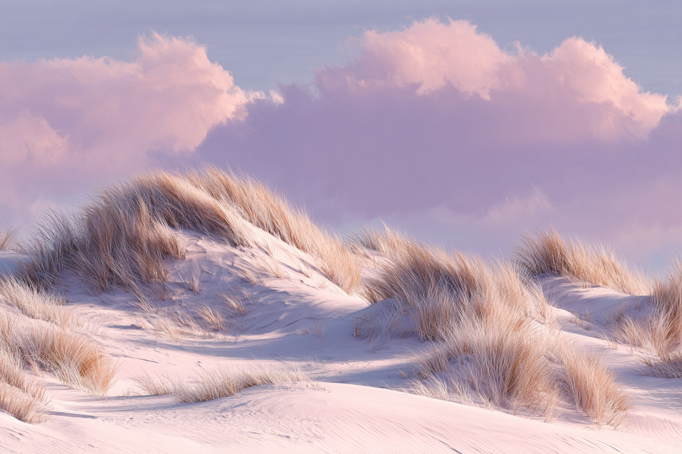 Ruhige Sanddünenlandschaft Mit Wolken Im Pastellfarbton | Duenen und Heide | Landschaften