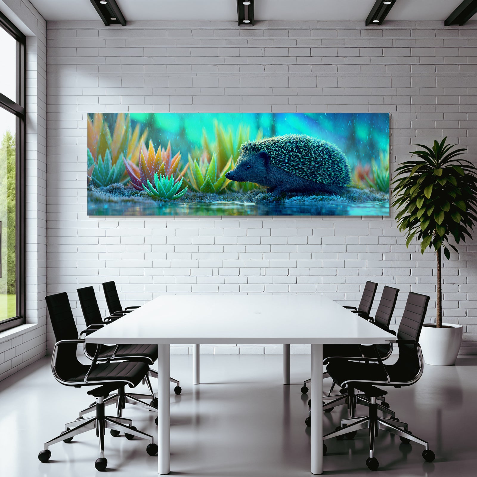 Polarlicht Hedgehog In Vibrant Colorful Landscape Mit Sukkulenten Regnerischem Atmosphare | Fjorde und Gletscher | Landschaften