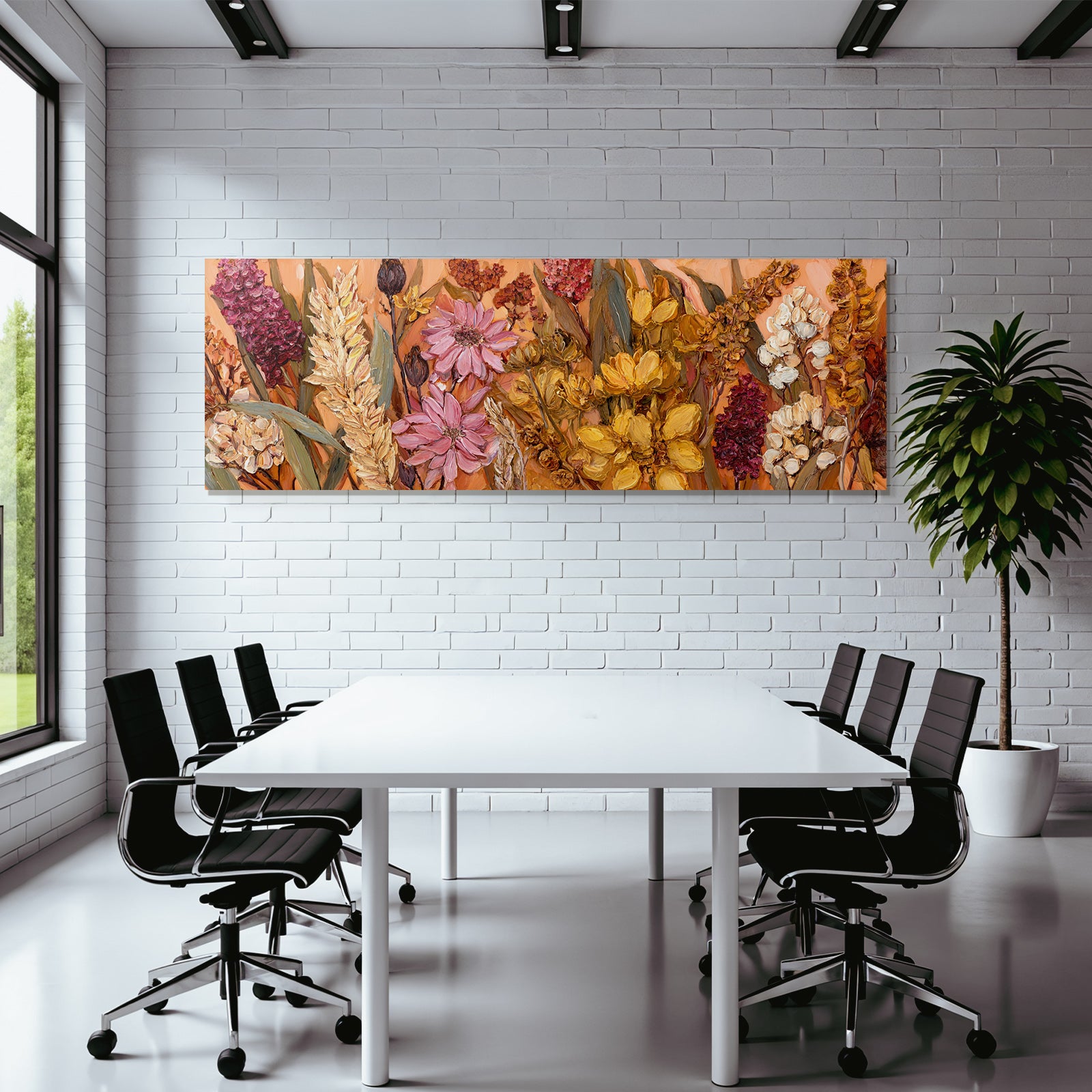 Trocken Retro Flowers Vibrante Anordnung Mit Textur In Warmen Farben