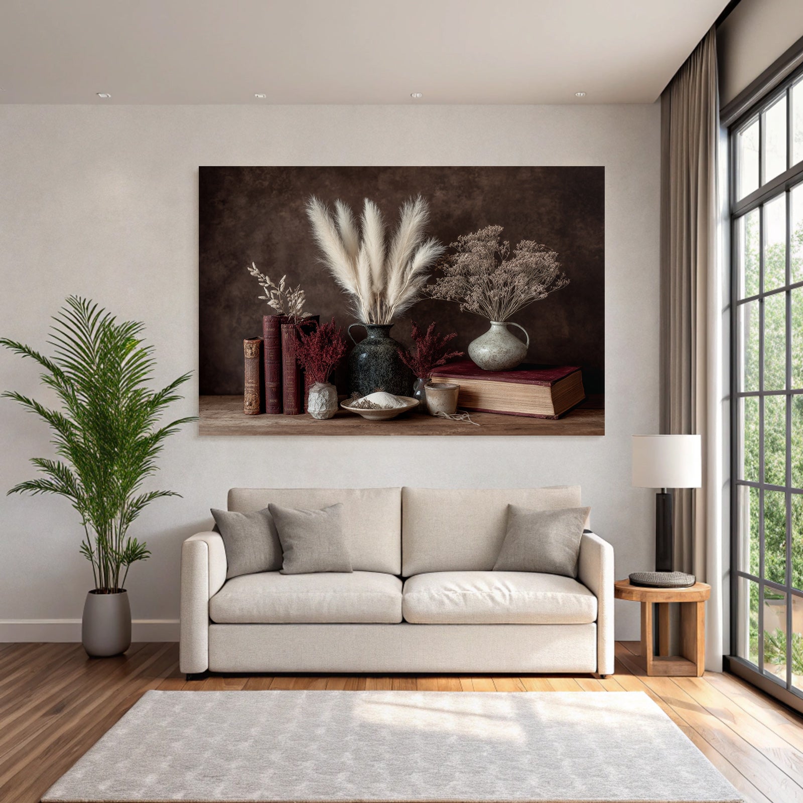 Trocken Retro Flowers Schone Still Leben Mit Alten Büchern Keramischen Vasen Dried Plants