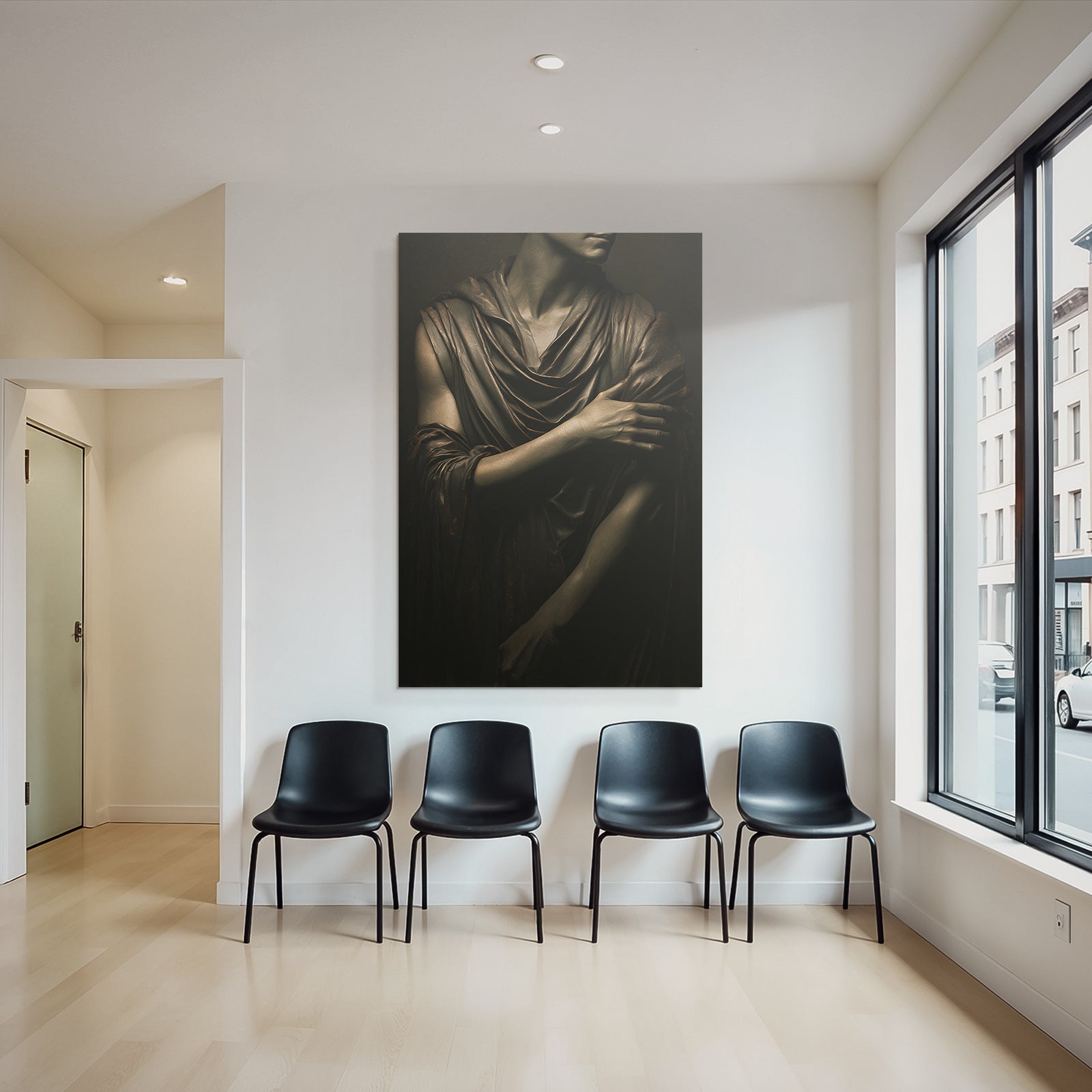 Stylisierte Darstellung Einer Figur Mit Stoff In Dunkler Atmosphare | Aktkunst und Sinnlichkeit | Menschen und Emotionen