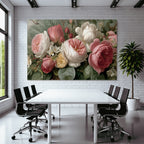 Strauss Mit Rosen Und Grünen Blättern Im Malerischen Stil