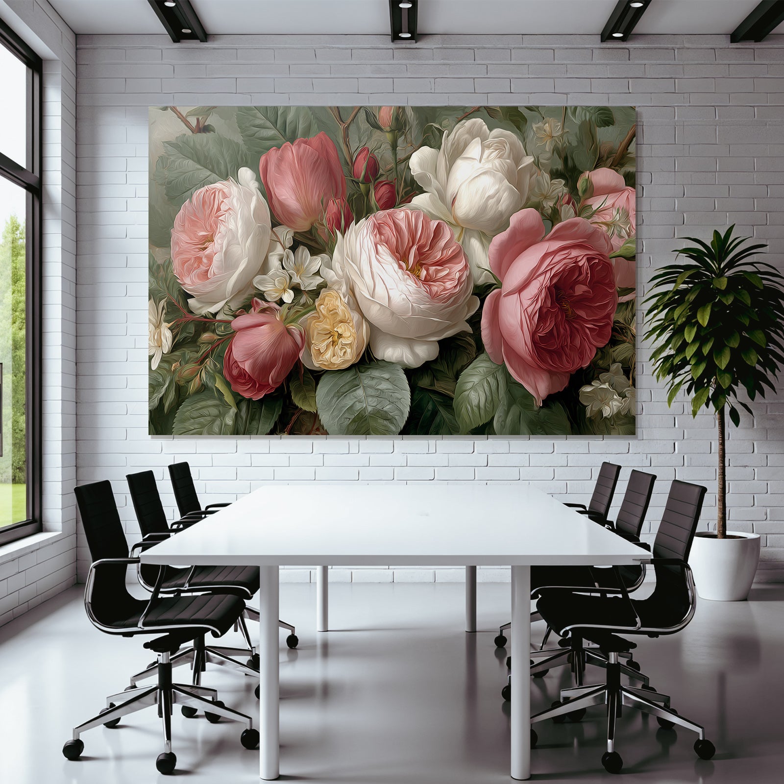 Strauss Mit Rosen Und Grünen Blättern Im Malerischen Stil