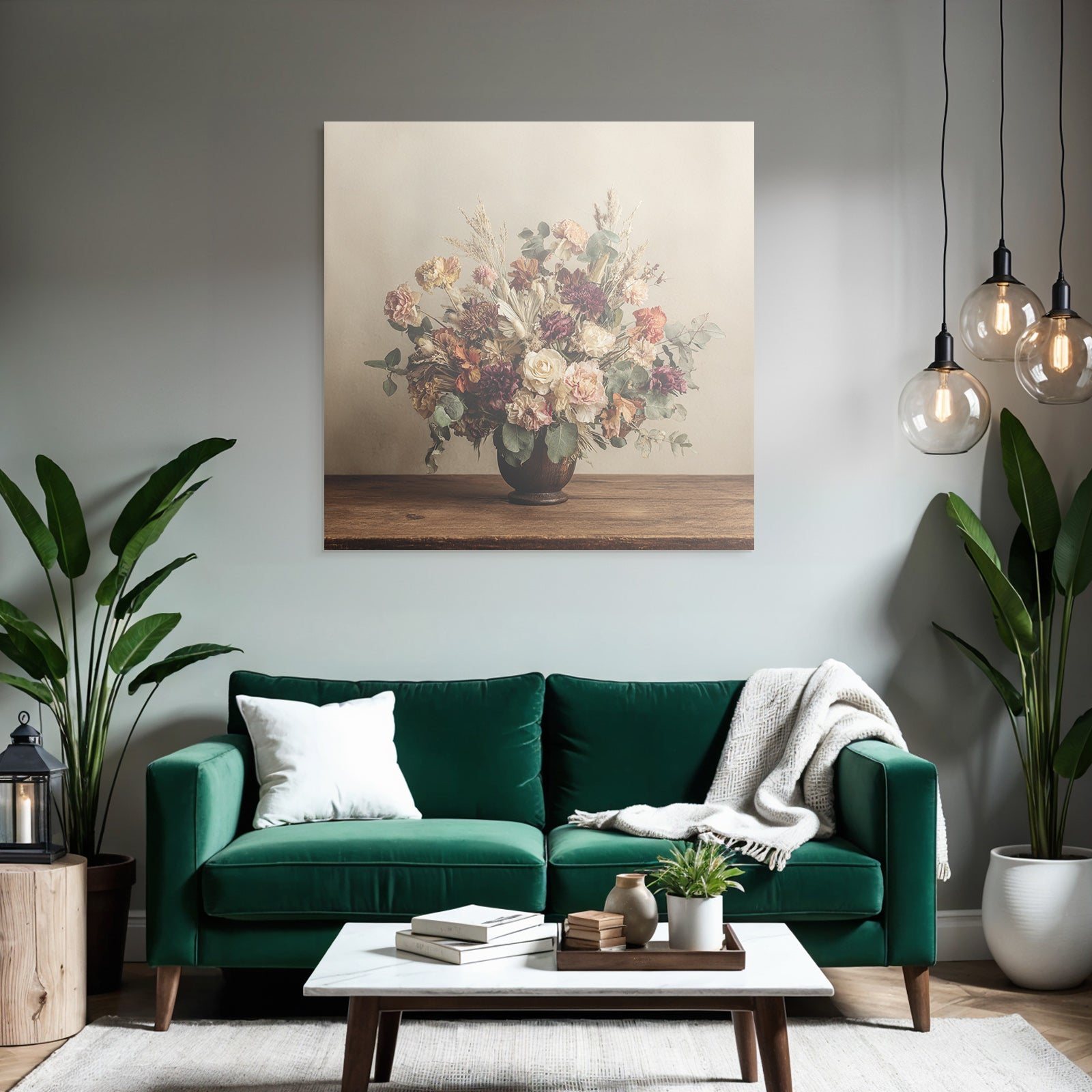 Trocken Retro Flowers Getrocknete Strauss In Holzvase Rustikal Elegant