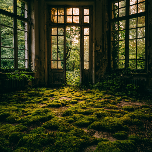 Abandoned Interior Space With Moss And Nature Reclaiming Human Spaces | Lost Places | Architektur