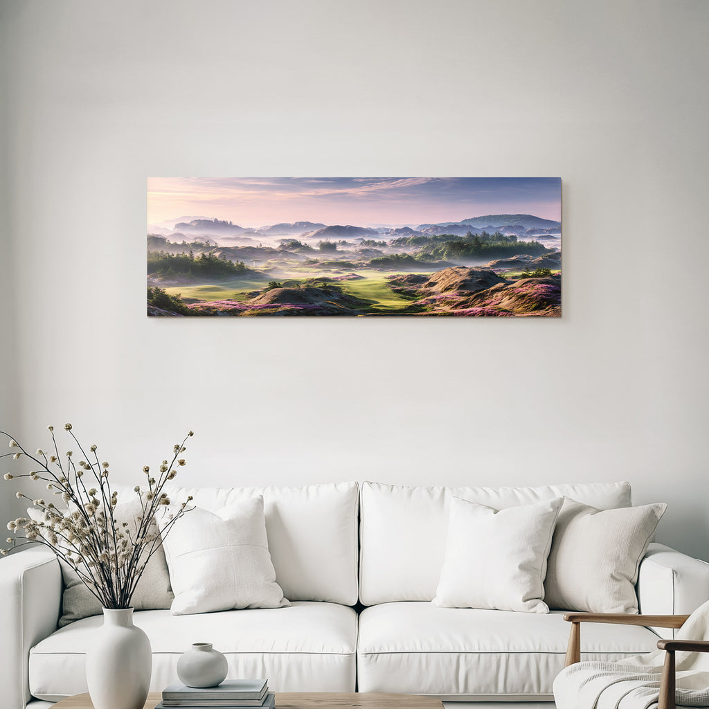 Friedliche Landlandschaft Mit Hügeln Und Blumen Morgendämmerung | Duenen und Heide | Landschaften