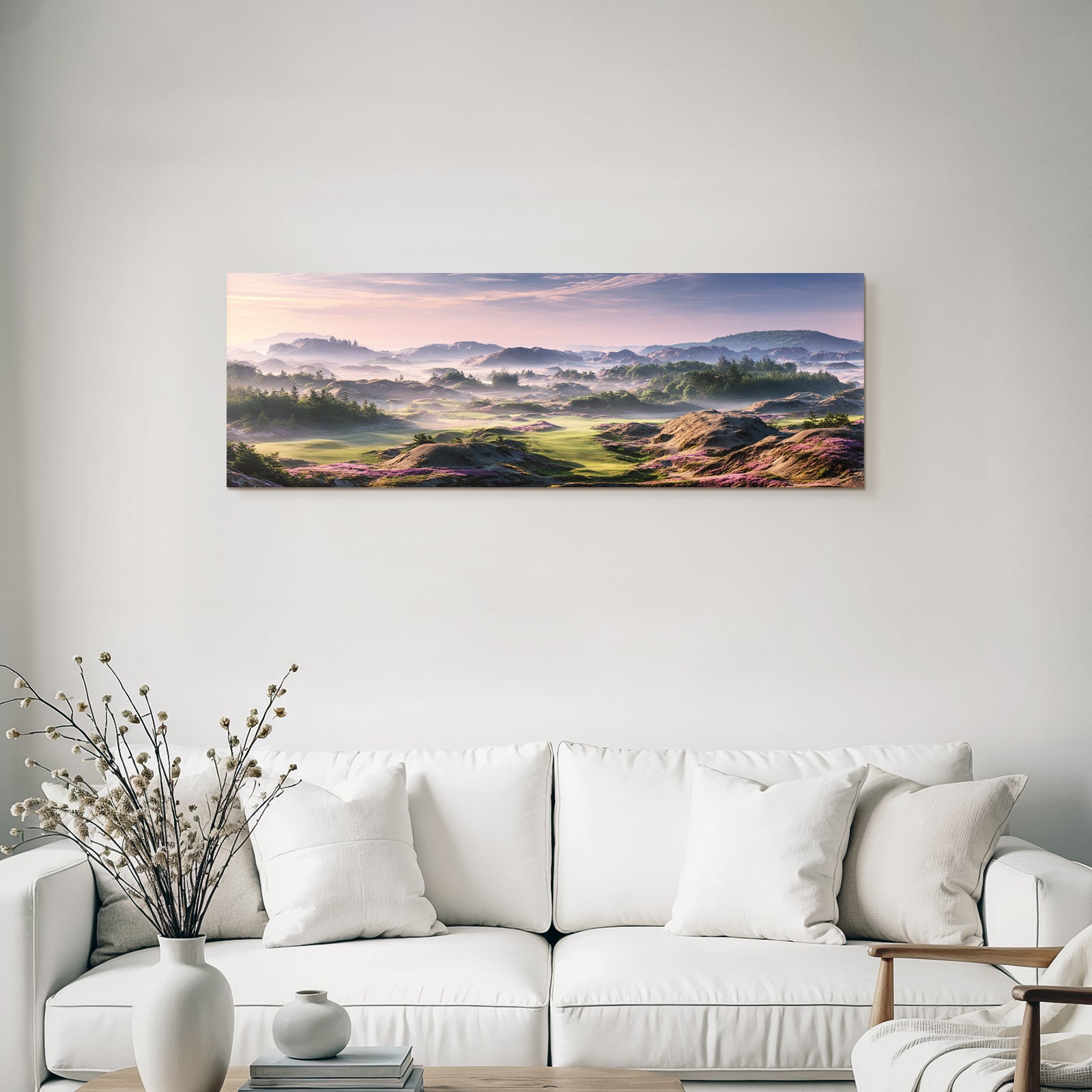 Friedliche Landlandschaft Mit Hügeln Und Blumen Morgendämmerung | Duenen und Heide | Landschaften