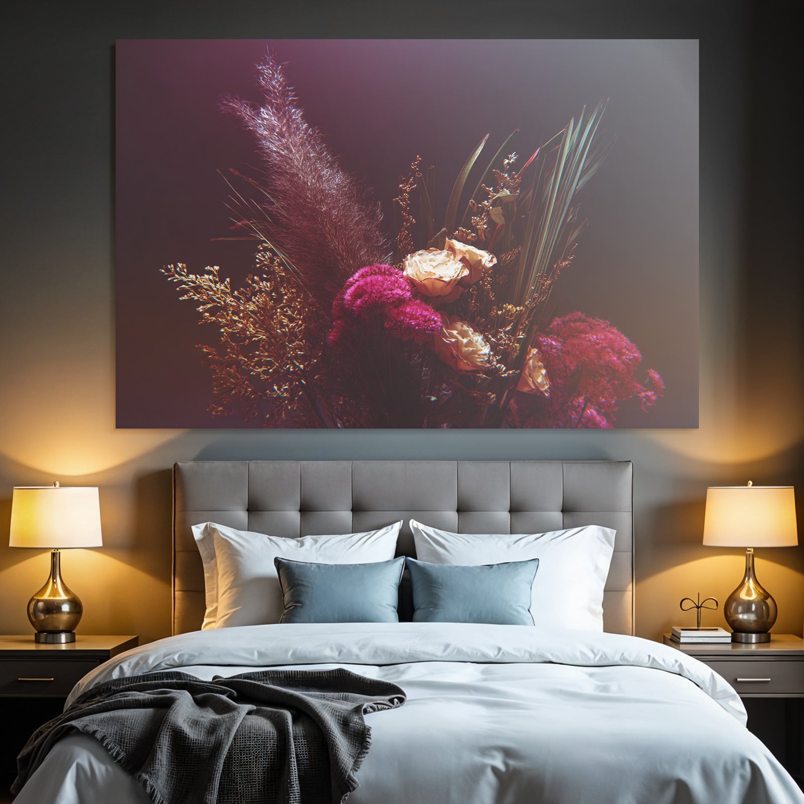 Trocken Retro Flowers Nahaufnahme Florale Anordnung Dramatische Beleuchtung Kreative Komposition