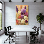Trocken Retro Flowers Blumige Anordnung Vibrant Purple Gelb Orange Rosa Künstlerisch