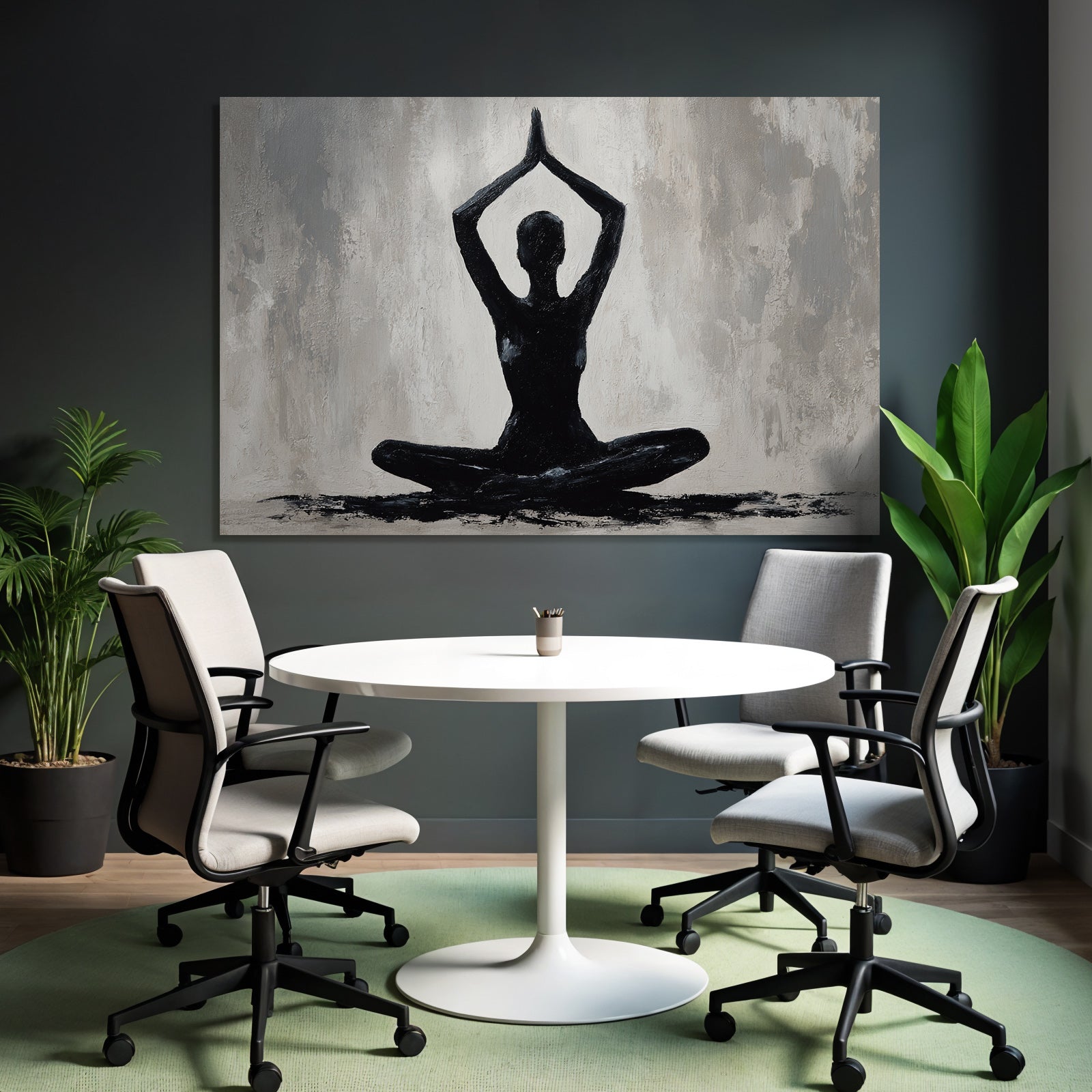 Yoga Meditation Meditierender Mensch Im Grau Mit Händen Oben | Yoga und Meditation | Themen und Hobbys