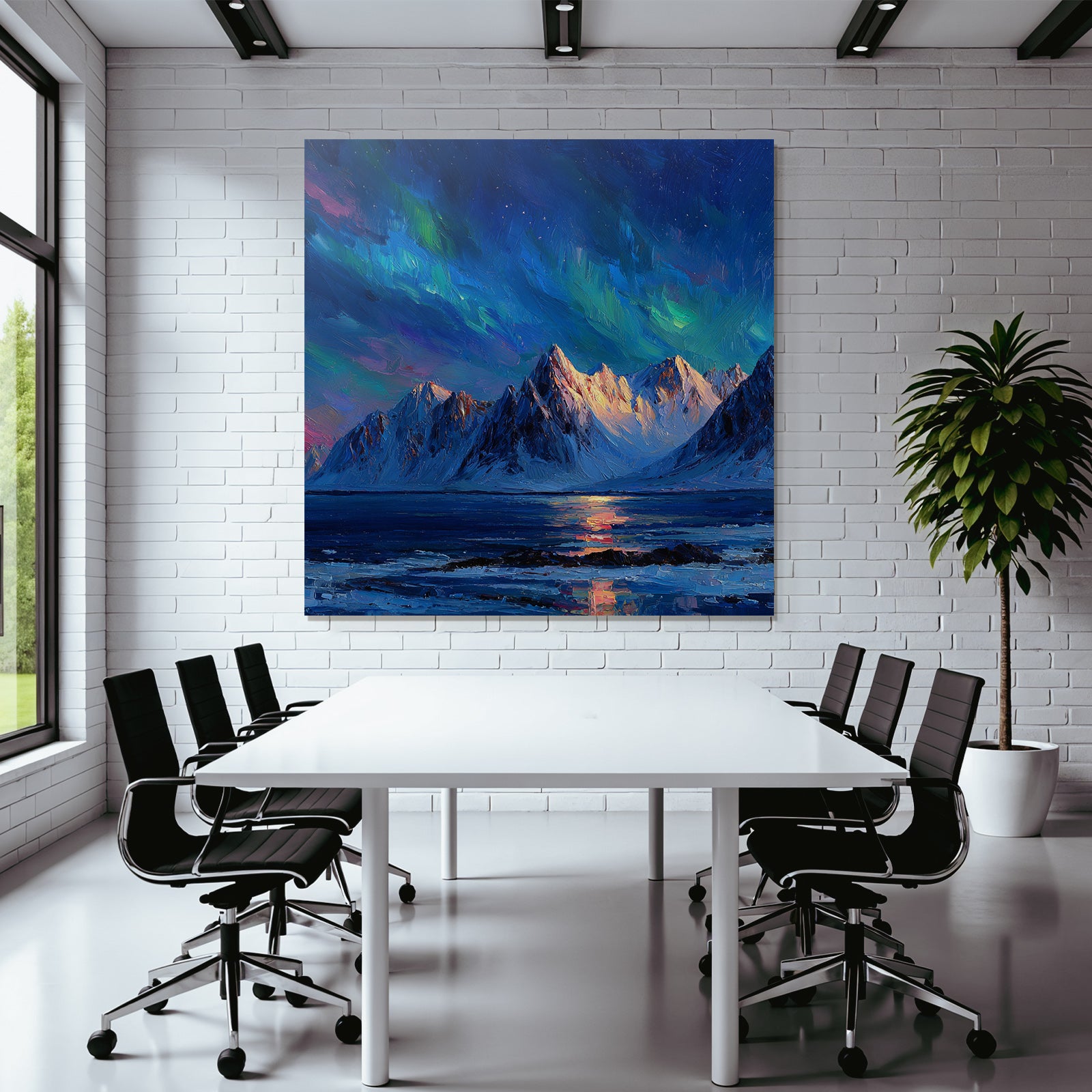 Polarlicht Vibrante Impressionistische Landschaft Nacht Himmel Auroren Reflexion Wasser | Fjorde und Gletscher | Landschaften