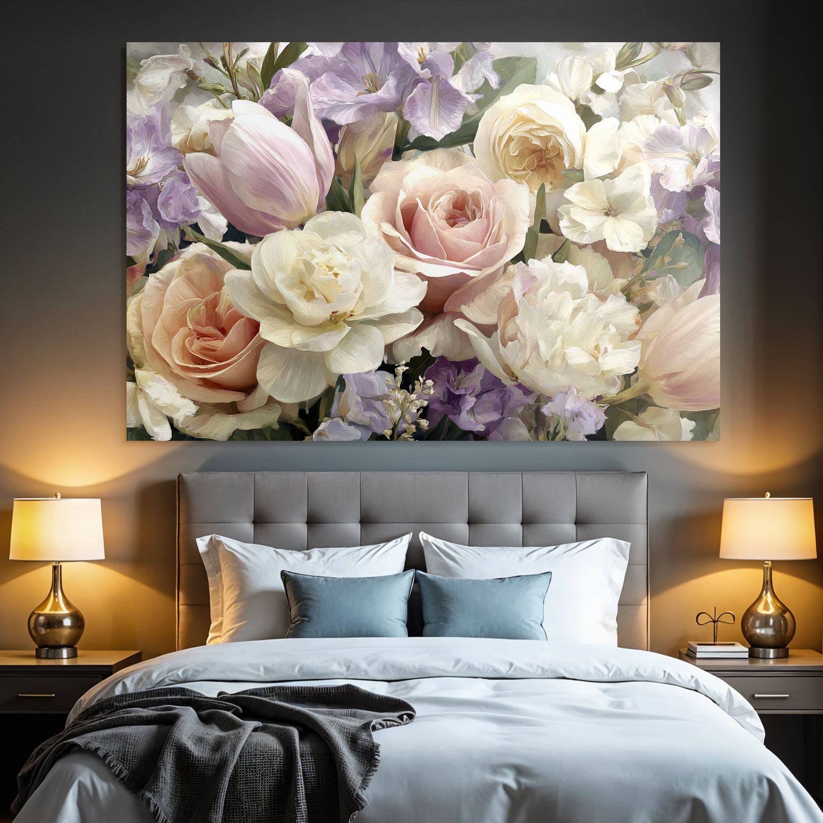 Gesteck Tulpen Und Rosen In Pastellfarben