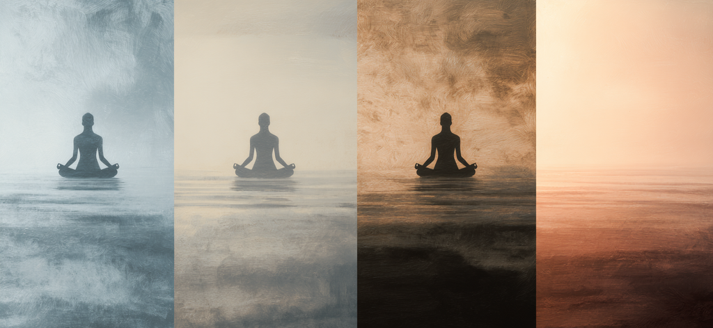 Yoga Meditation Meditative Figur In Vier Abschnitten Mit Farbändern Ruhe Und Meditation | Yoga und Meditation | Themen und Hobbys