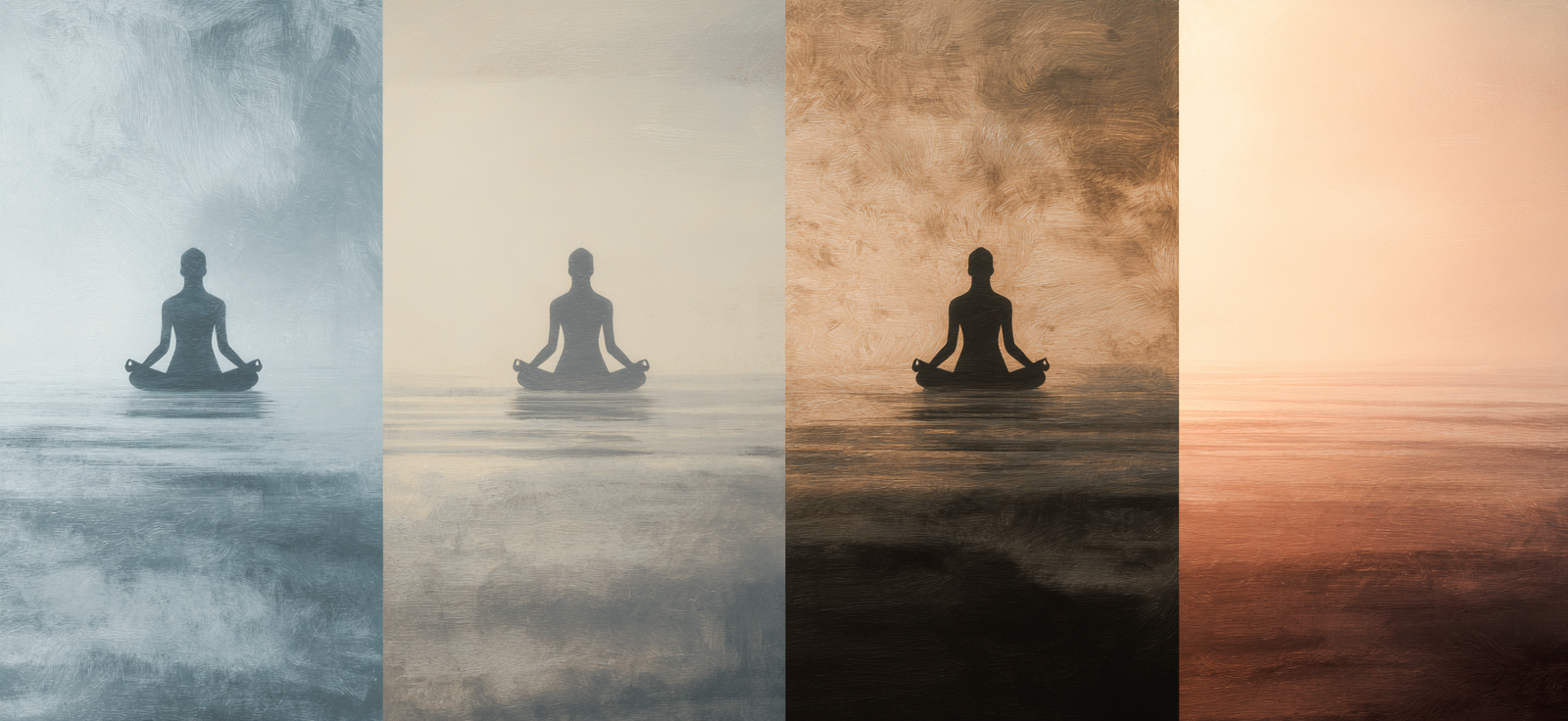 Yoga Meditation Meditative Figur In Vier Abschnitten Mit Farbändern Ruhe Und Meditation | Yoga und Meditation | Themen und Hobbys