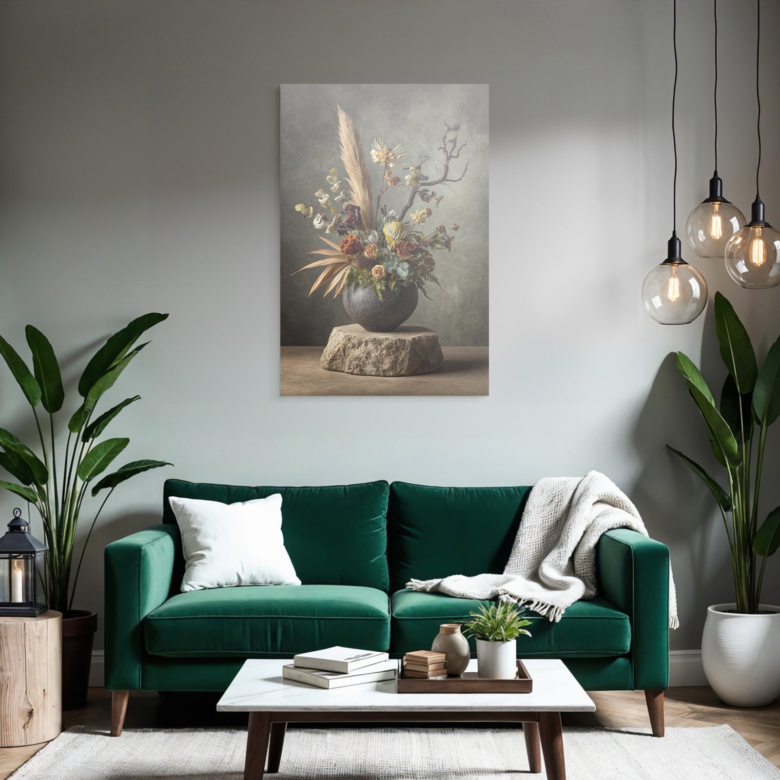 Trocken Retro Flowers Getrocknete Arrangement In Texturiertem Rundvase Dekoratives Design