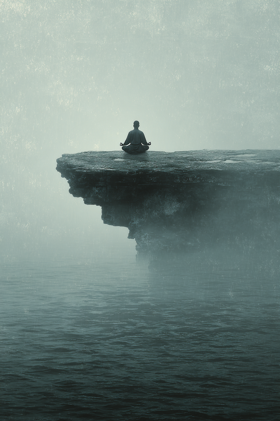 Yoga Meditation Ruhige Medidation Auf Einem Felsen Am Wasser Mit Nebel Und Stille | Yoga und Meditation | Themen und Hobbys