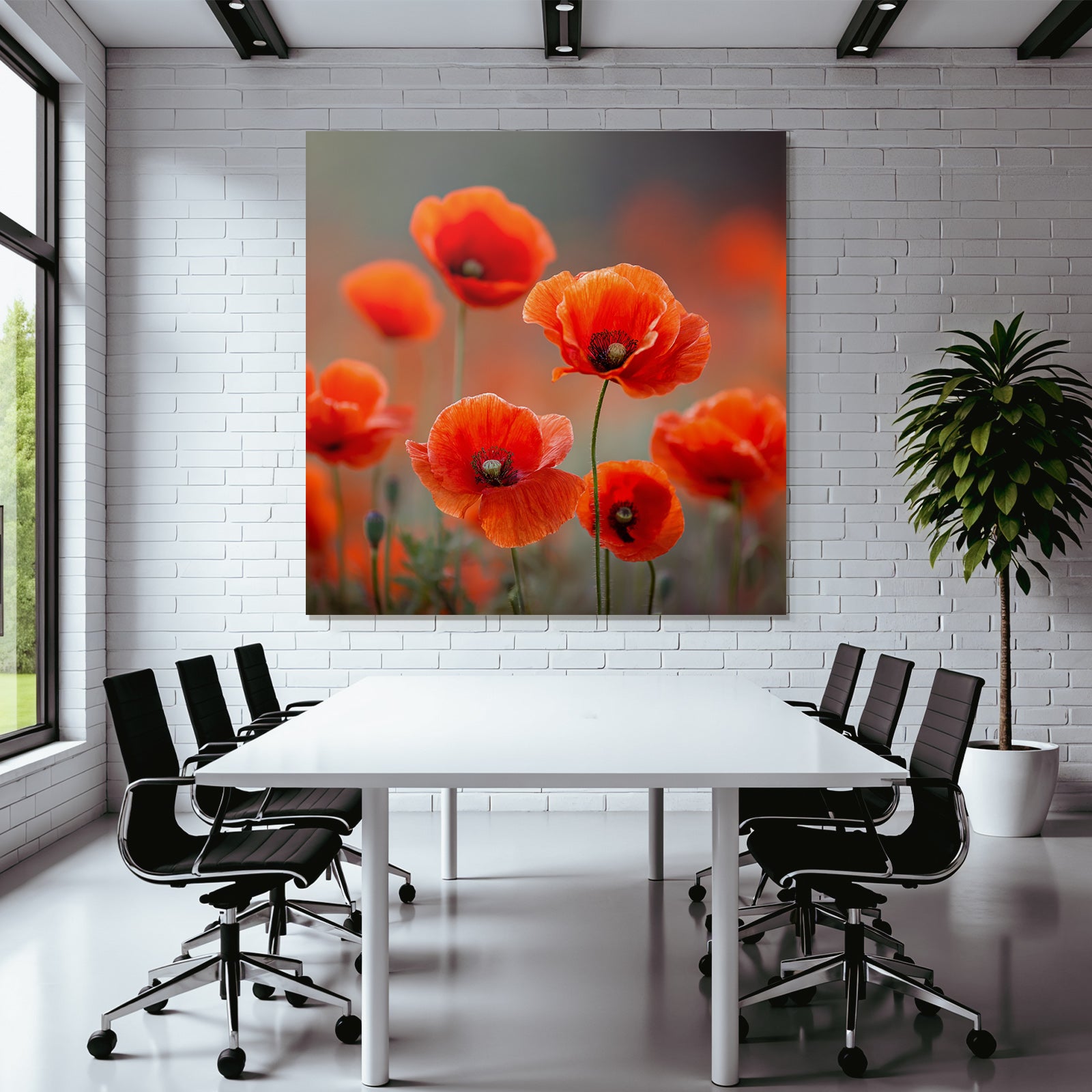 Roter Mohn Im Feld Mit Verschwommenem Hintergrund