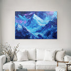 Polarlicht Dramatische Gipfel Blaue Und Violette Farben Impasto Technik | Fjorde und Gletscher | Landschaften