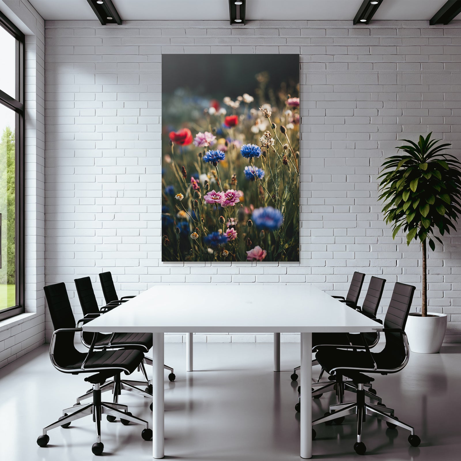 Frühlingswiese Mit Bunten Wilden Blüten