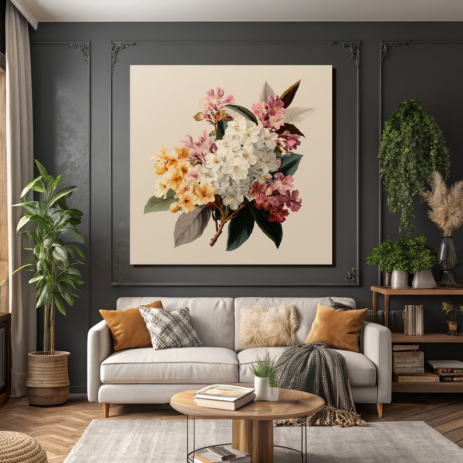 Strauss Mit Bunten Blüten Und Grünen Blättern