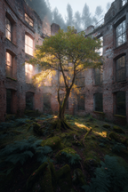 Ein Harmonisches Natur Ursprung Im Ruin Lichtfall Und Nebel | Lost Places | Architektur