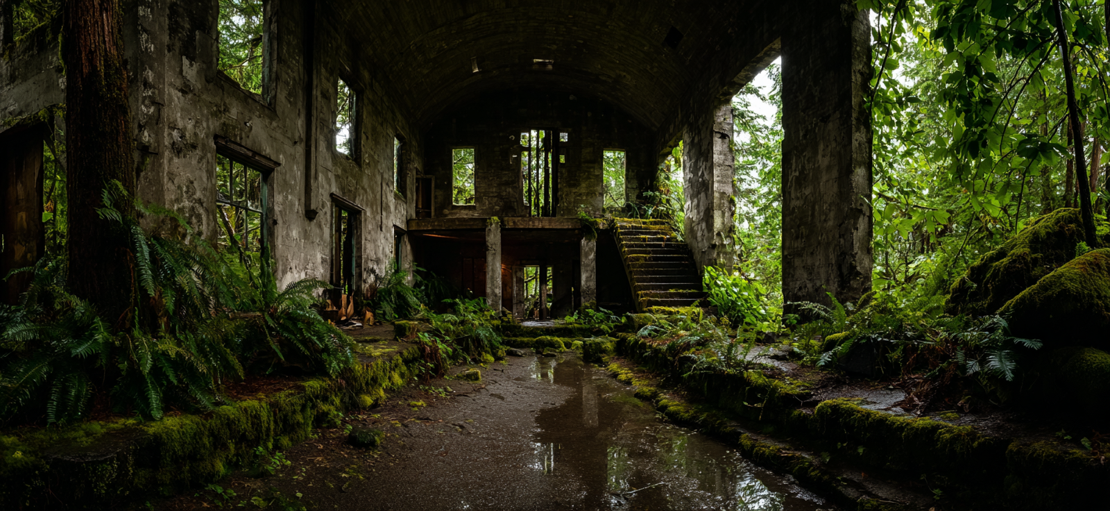 Verlassene Gebaeude Umgeben Von Dichter Pflanzenwelt | Lost Places | Architektur