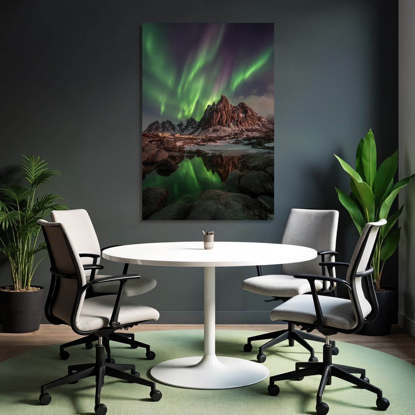 Polarlicht Nordlichter In Der Natur Mit Sternen Himmel Und Bergen | Fjorde und Gletscher | Landschaften