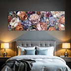 Illustration Mit Pfingstrosen Rosen Und Weiteren Blüten Vor Dunklem Hintergrund