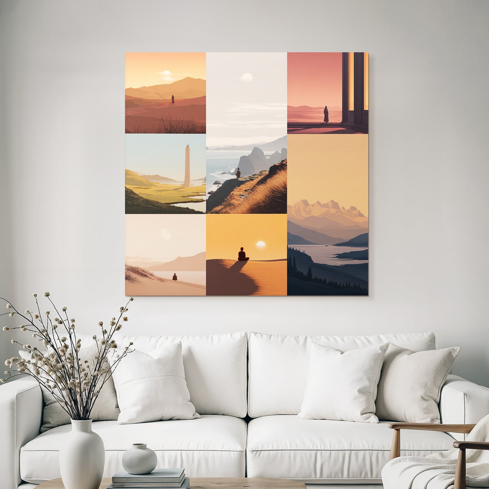 Yoga Meditation Ruhige Landschaften Sonnenaufgang Und Sonnenuntergang Collage | Yoga und Meditation | Themen und Hobbys