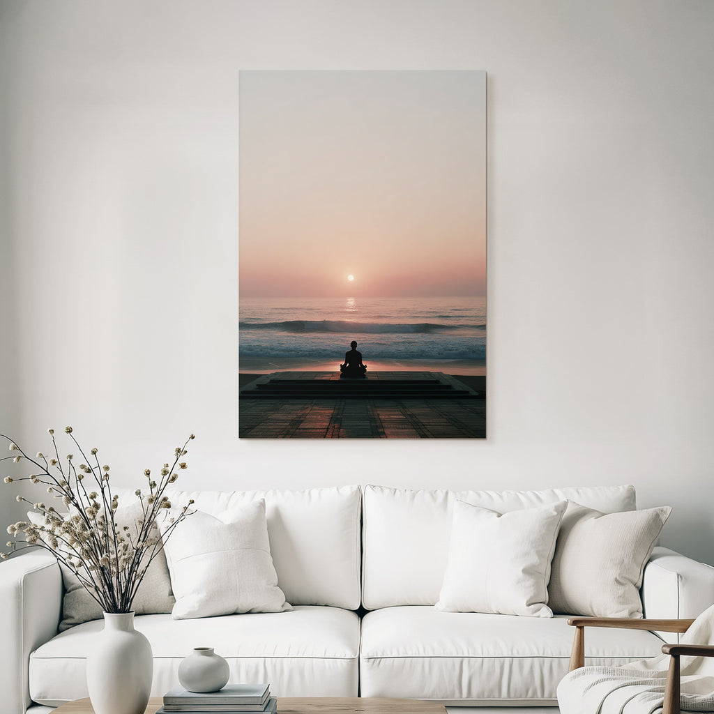 Yoga Meditation Meditierende Person Am Strand Bei Sonnenuntergang | Yoga und Meditation | Themen und Hobbys