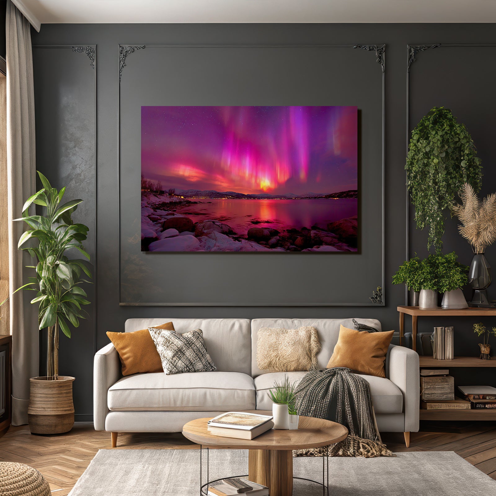 Polarlicht Aurora Borealis Nordlichter Nachtlandschaft Reflexion Wasser | Fjorde und Gletscher | Landschaften