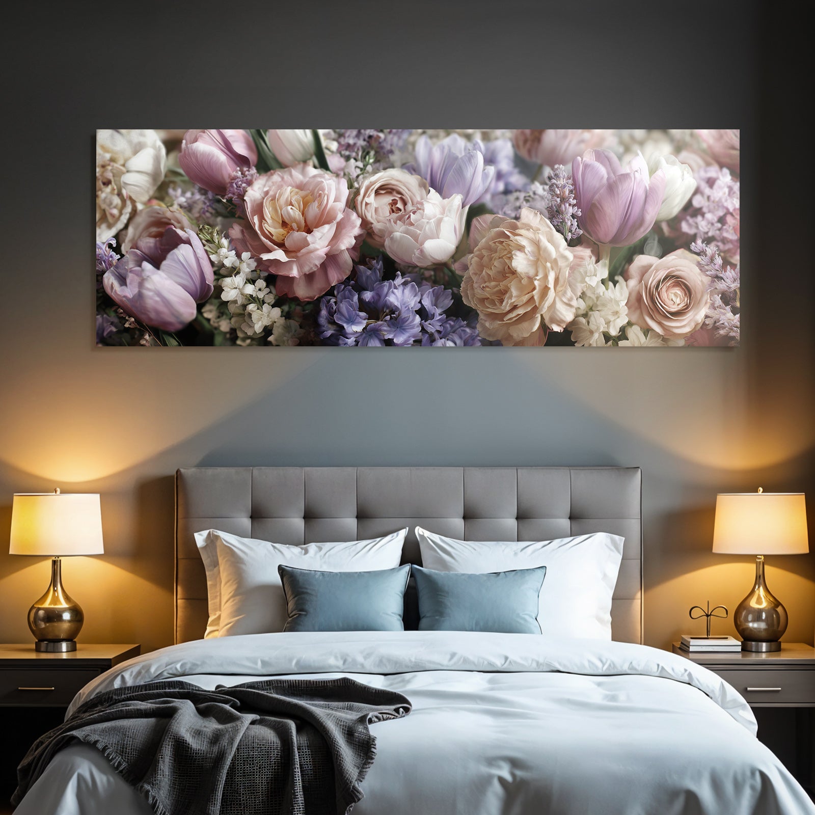 Nahaufnahme Vielfältiger Mit Tulpen Und Pfingstrosen Zarten Farben