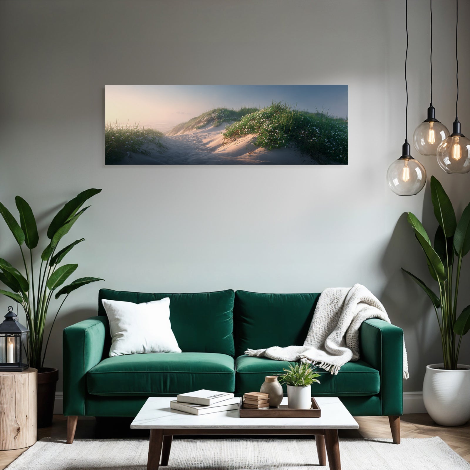 Friedlicher Strand Mit Dünen Grünem Gras Und Wildblumen | Duenen und Heide | Landschaften