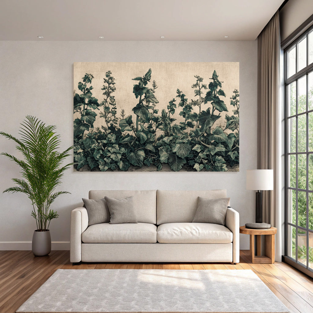 Stilisierte Botanische Pflanzenillustration Mit Texturiertem Hintergrund