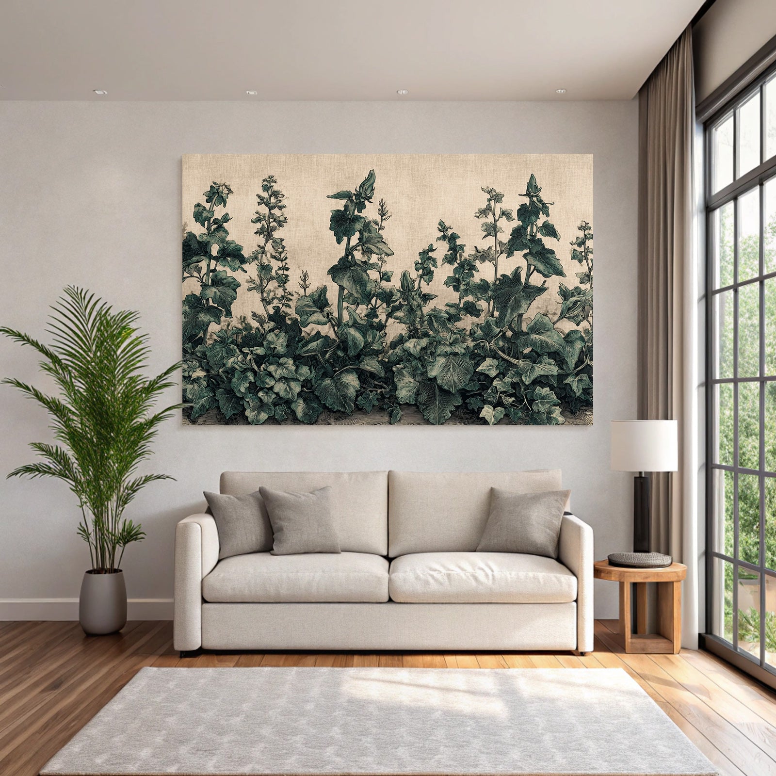 Stilisierte Botanische Pflanzenillustration Mit Texturiertem Hintergrund