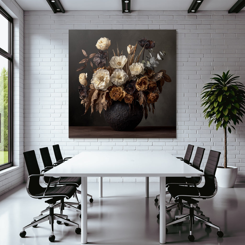 Trocken Retro Flowers Kreative Anordnung Getrockneter Und Blätter In Vase