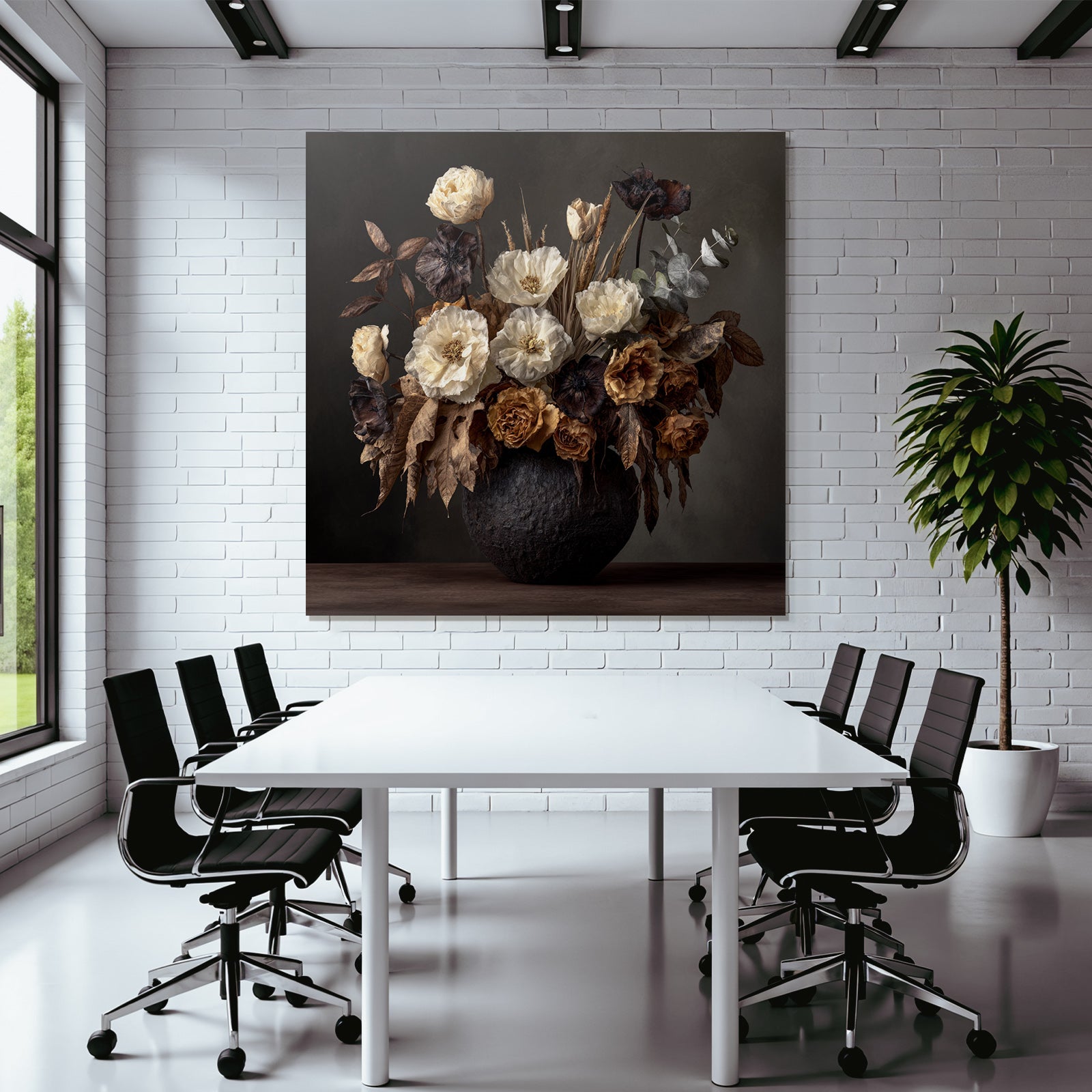 Trocken Retro Flowers Kreative Anordnung Getrockneter Und Blätter In Vase