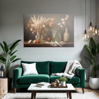 Trocken Retro Flowers Dried Flower Still Life Mit Pampasgras Rosen Und Baumwolle Glaskrüge Deko