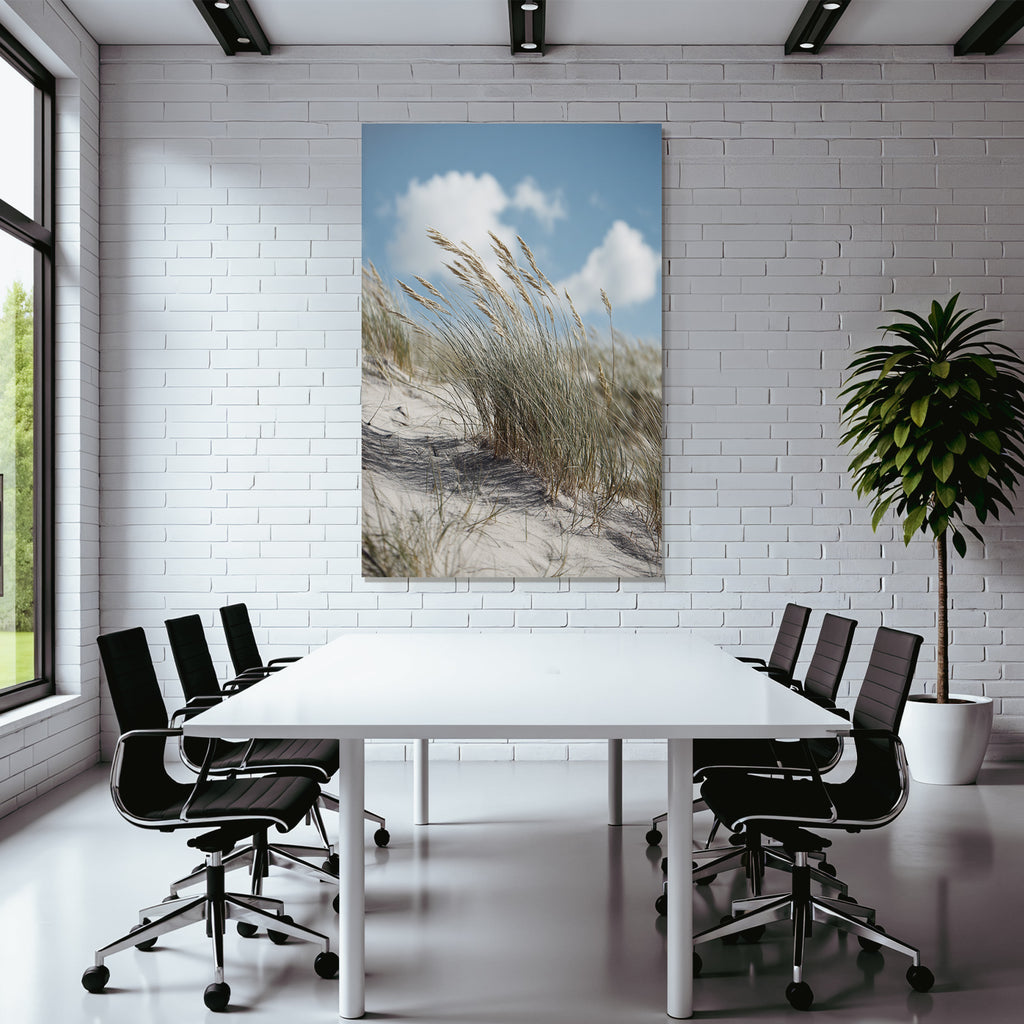 Sandlandschaft Mit Gras Im Wind Unter Blaüm Himmel | Duenen und Heide | Landschaften