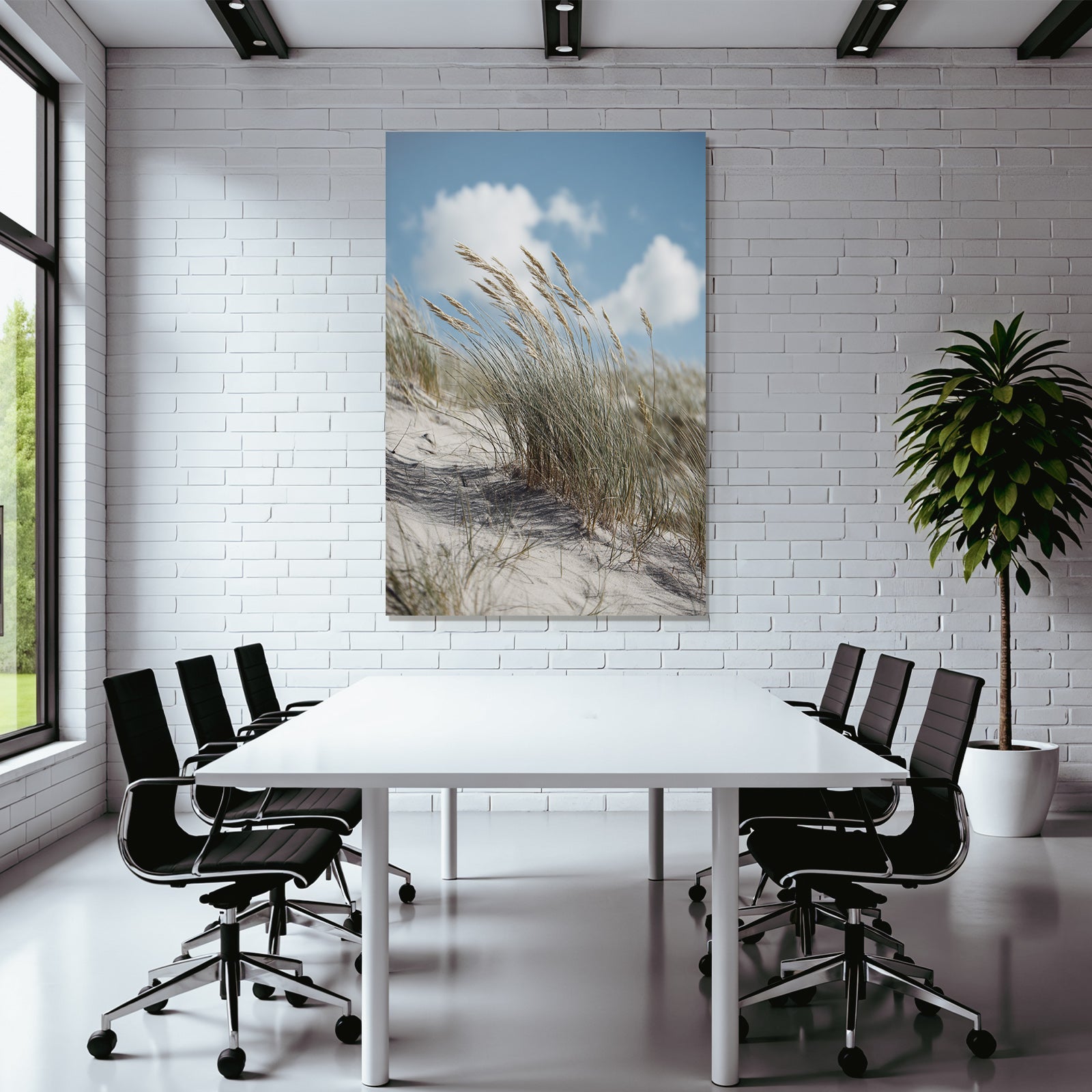Sandlandschaft Mit Gras Im Wind Unter Blaüm Himmel | Duenen und Heide | Landschaften