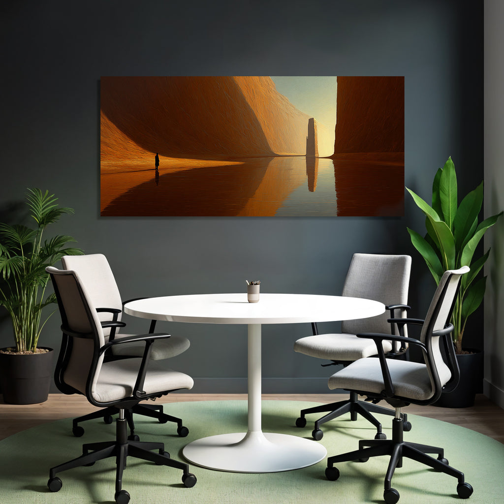 Yoga Meditation Dramatische Landscape Mit Monolith Wasserspiegelung Und Einsamer Figur | Yoga und Meditation | Themen und Hobbys
