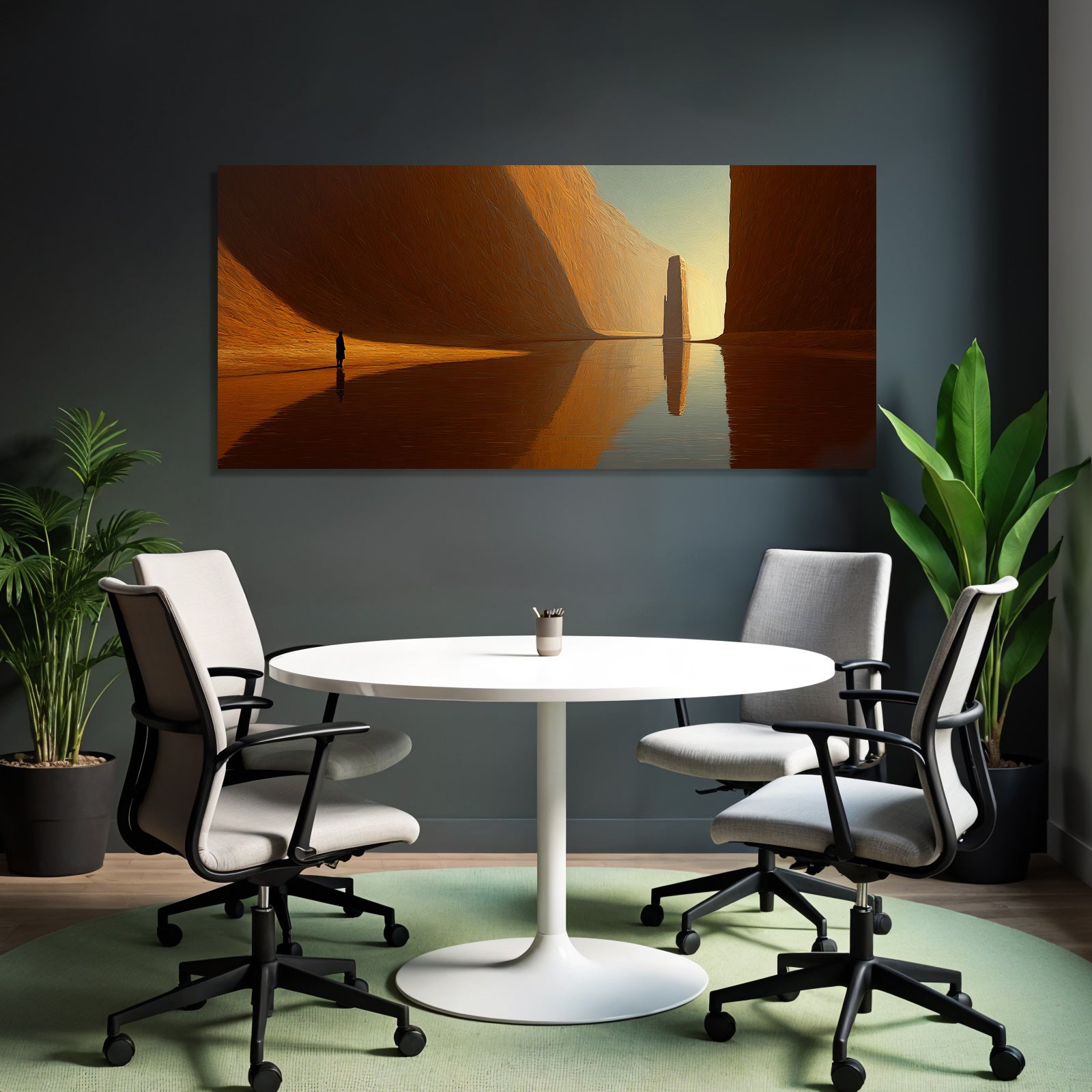 Yoga Meditation Dramatische Landscape Mit Monolith Wasserspiegelung Und Einsamer Figur | Yoga und Meditation | Themen und Hobbys