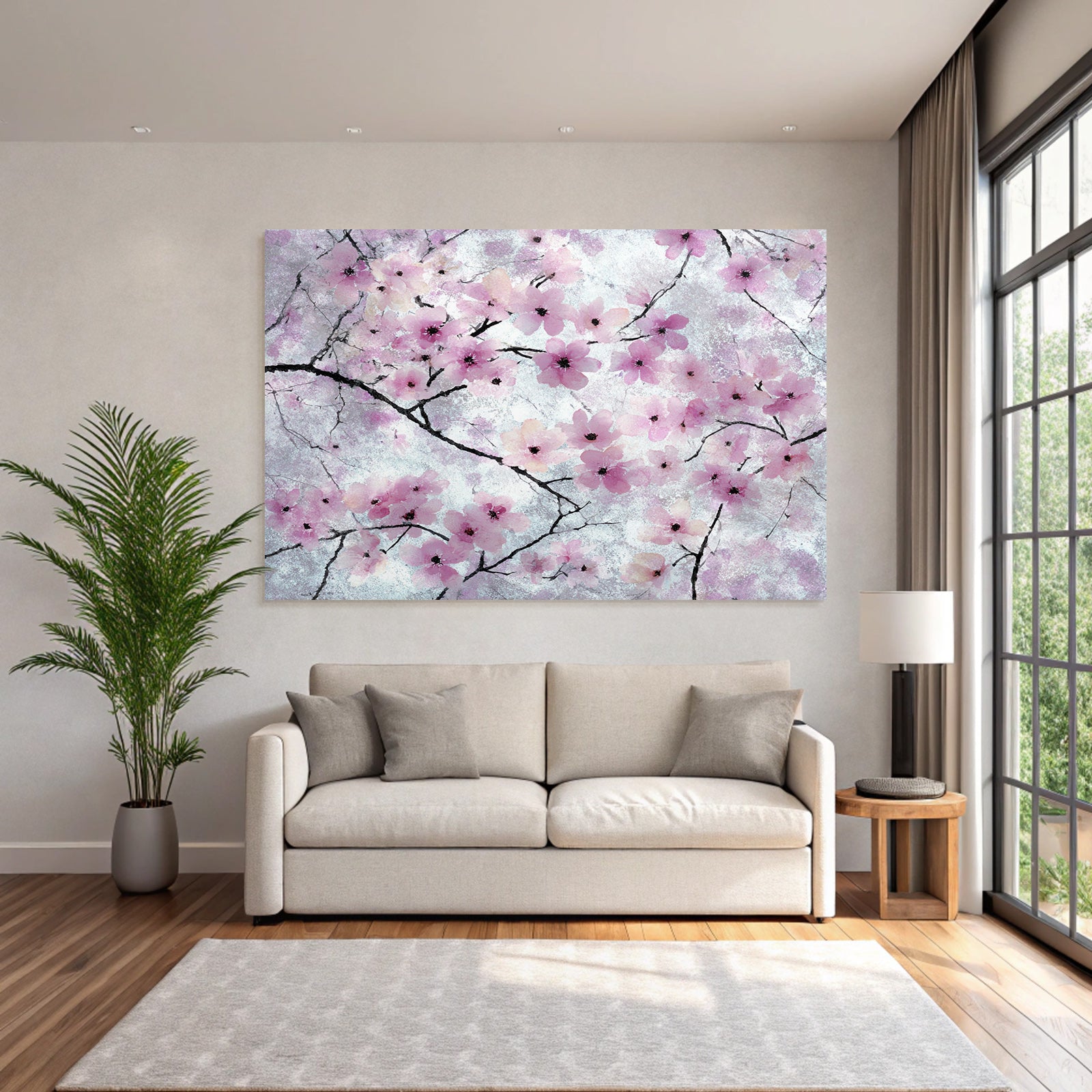 Aquarellbild Sanfte Rosa Kirschblüten Zarte Zweige