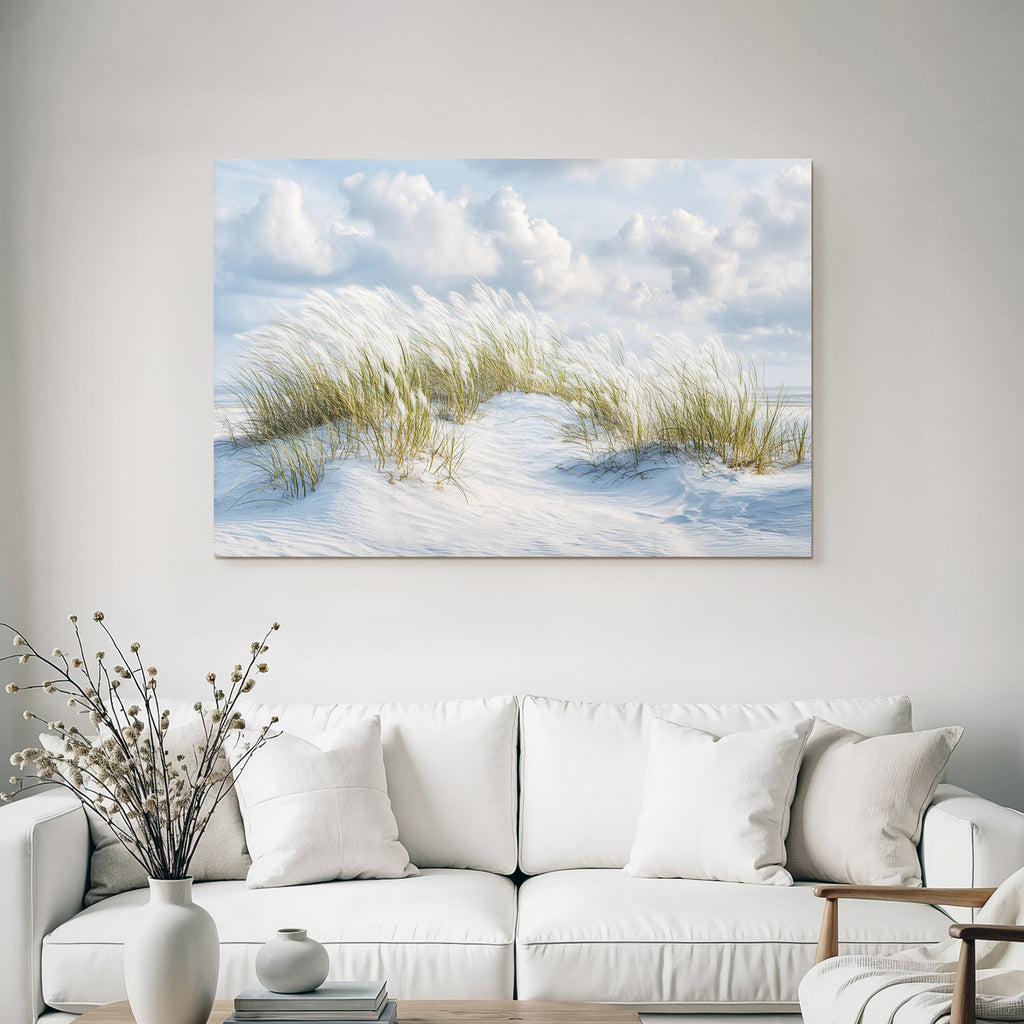 Sandstrand Mit Gras Und Wolken | Duenen und Heide | Landschaften
