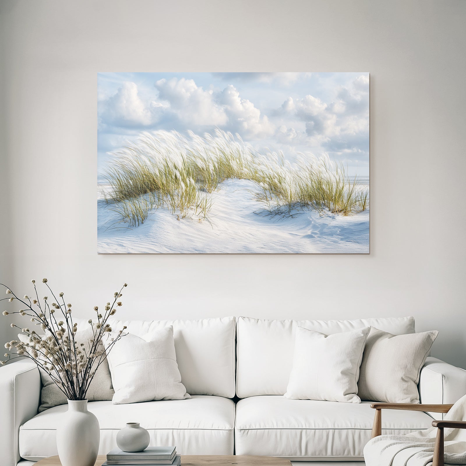Sandstrand Mit Gras Und Wolken | Duenen und Heide | Landschaften