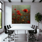 Traumhafte Wiese Mit Roten Mohn Und Bunten Wild