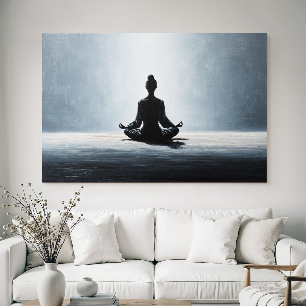 Yoga Meditation Meditierende Person Im Silhoütten Stil Ruhe Und Geistige Frieden | Yoga und Meditation | Themen und Hobbys